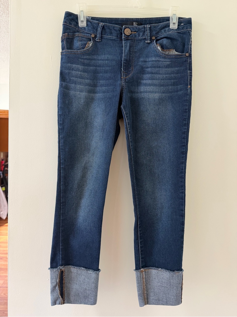 Taylor Dark Blue Cropped Cuff Jeans